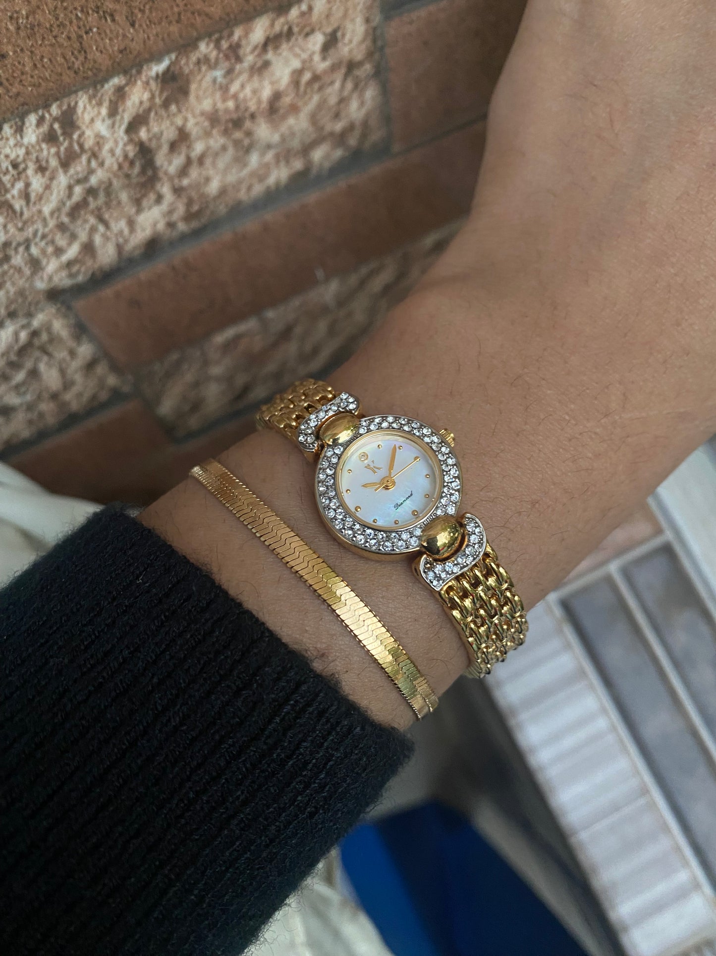 Vintage Gold plated stones watch