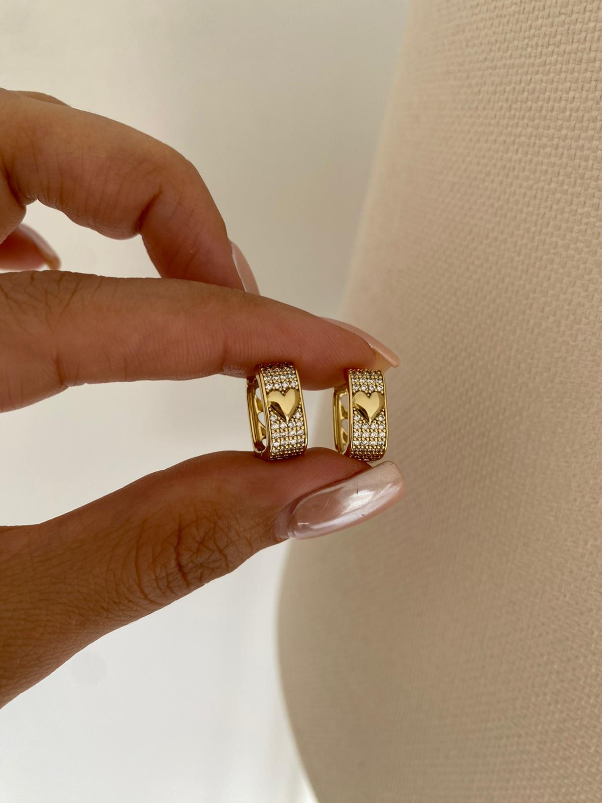 Heart in Stones Hoops