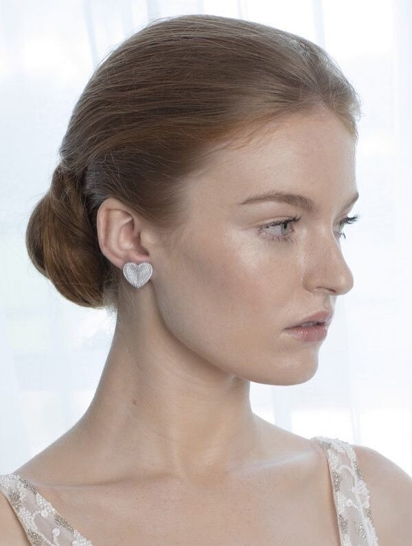 Premium pave heart earrings