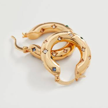 MNG golden multi Zarconia stone hoops