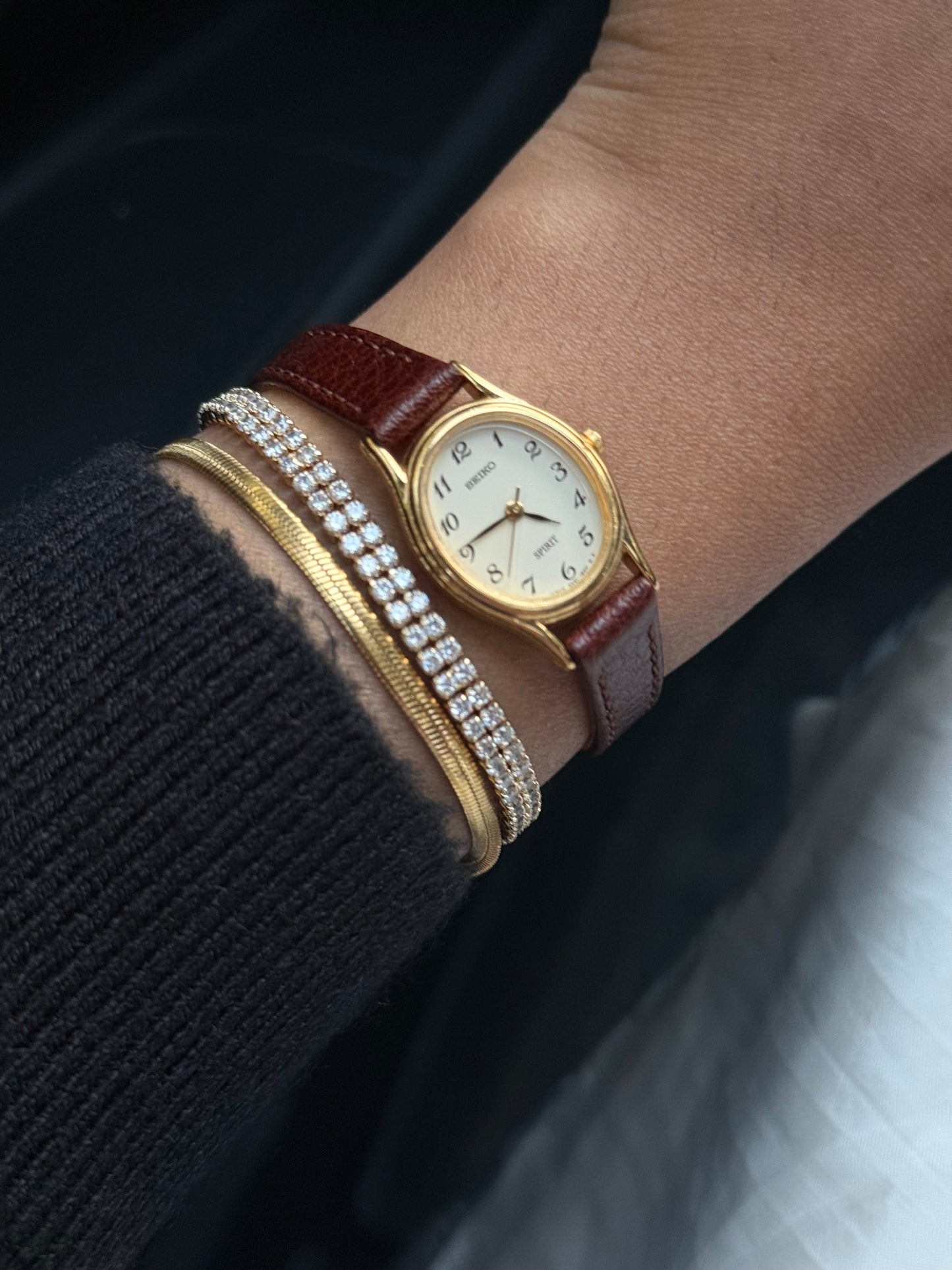 Seiko Oval Dial Leather Strap Watch