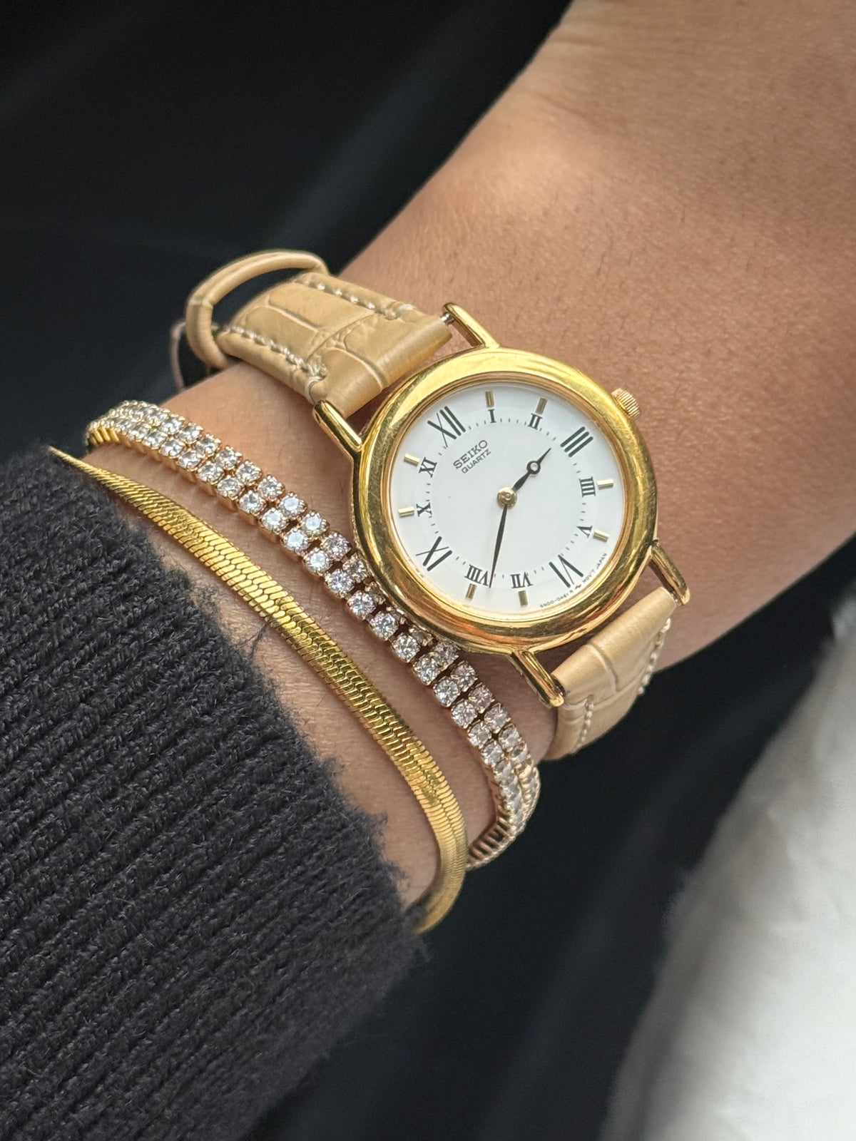 Rare Seiko Roman Numeral Leather Strap Watch