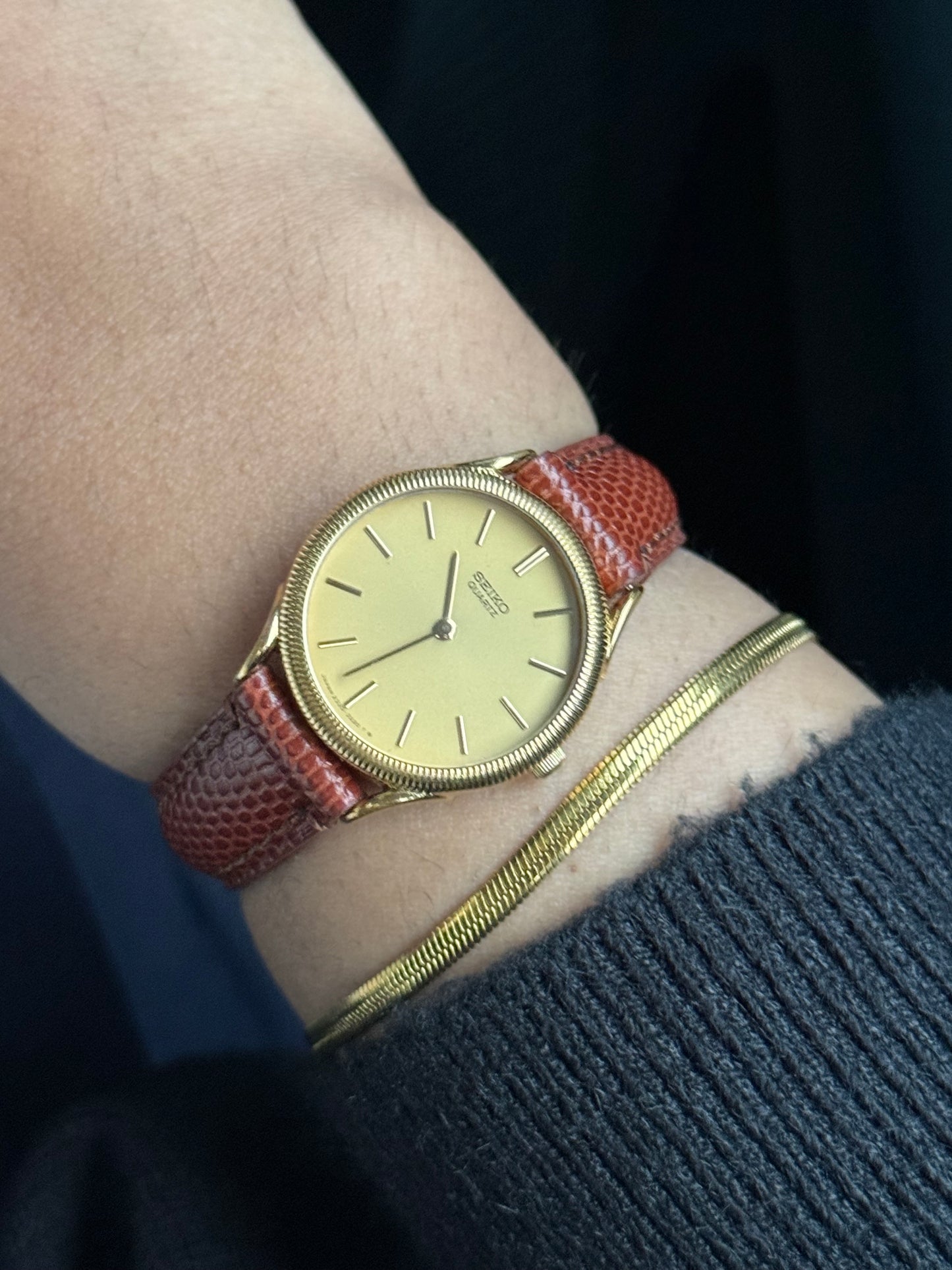 Vintage Seiko Leather strap watch for women