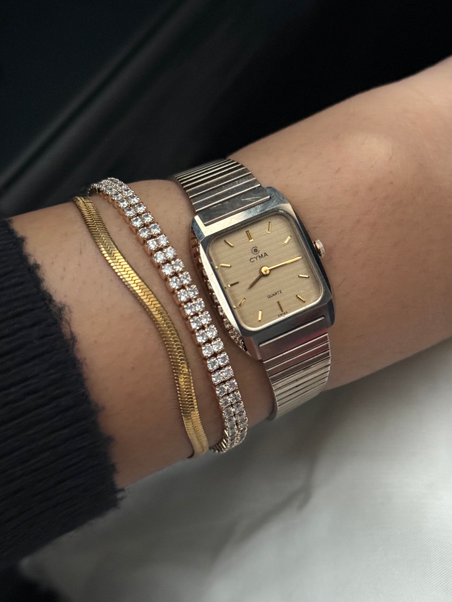 Vintage Cyma Swiss tank watch for women