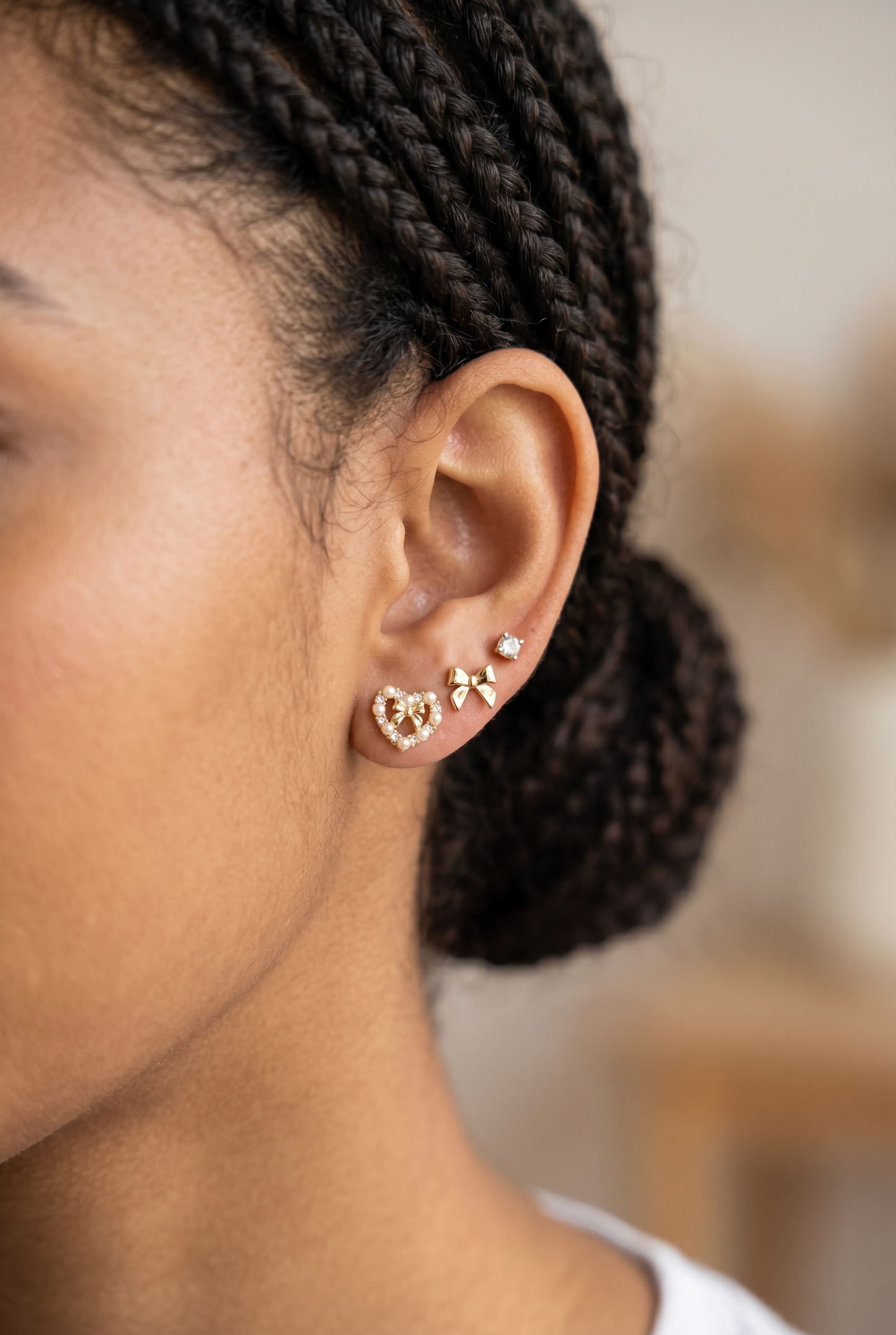 Three Pair Studs Earrings
