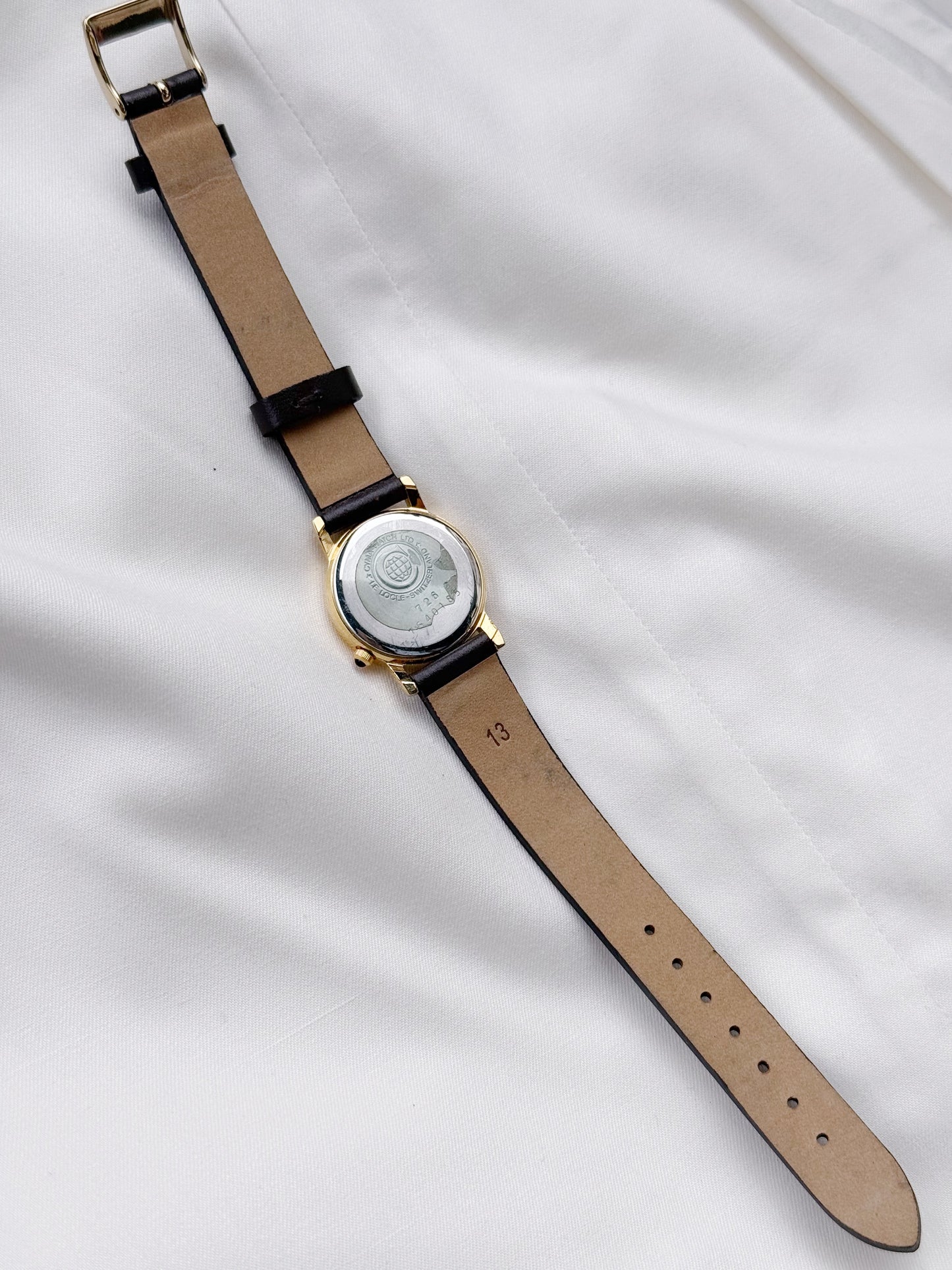 Vintage Cyma Swiss made leather strap watch