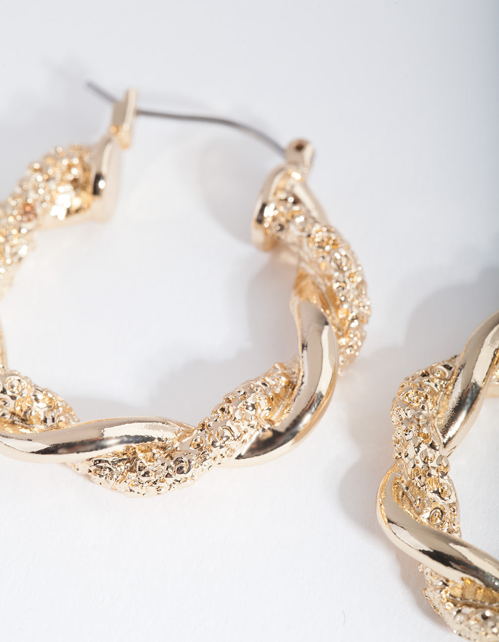 H&M Gold Textured Twist Hoop Earrings