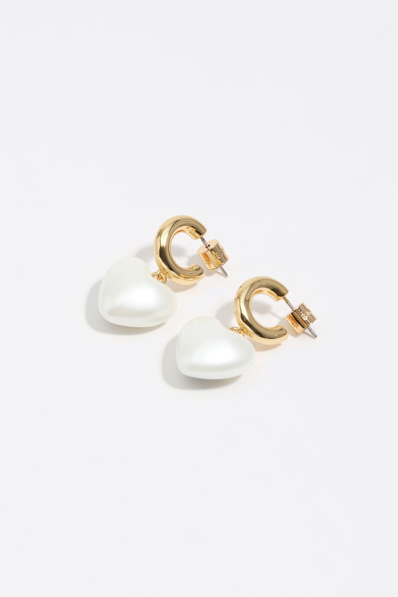 H&M GOLD HOOP EARRINGS AND PEARL HEART