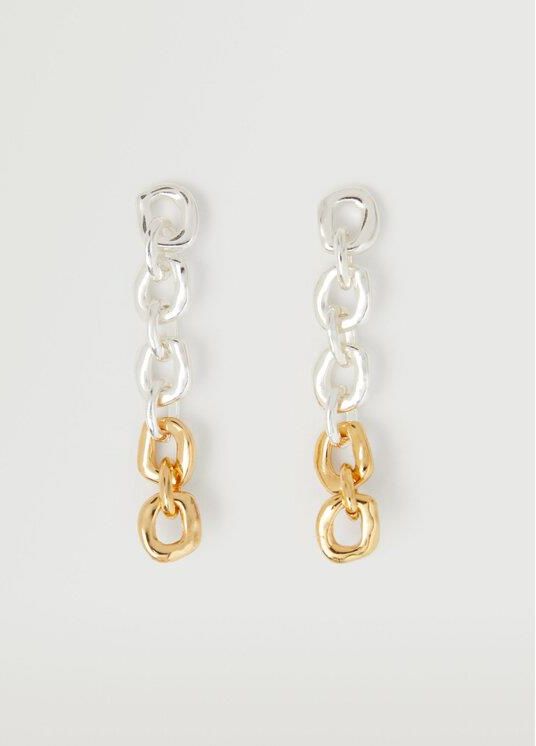 MNG golden silver chain earrings