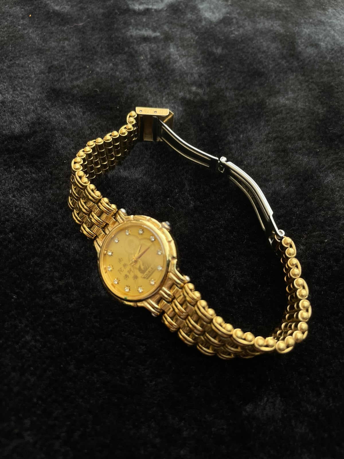 Vintage Buddha gold plated ladies bracelet watch