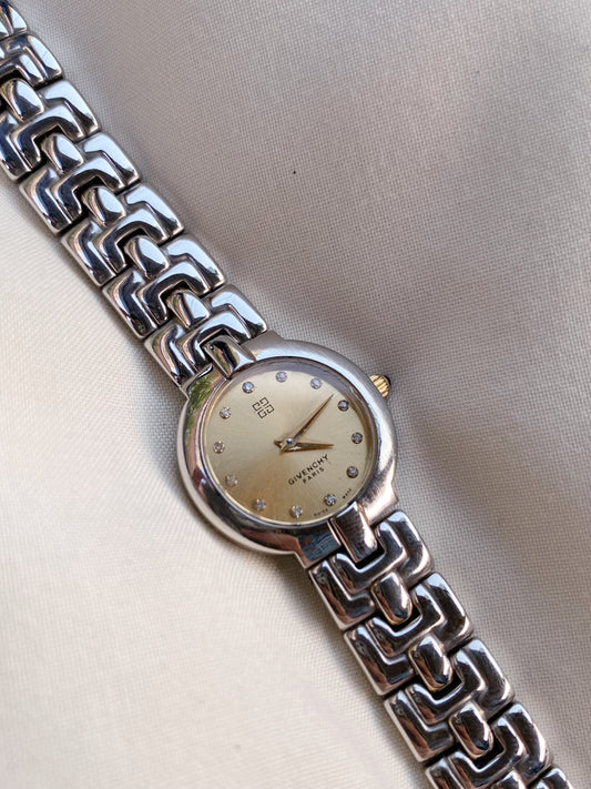 Rare Stones Dial Givenchy Silver Watch