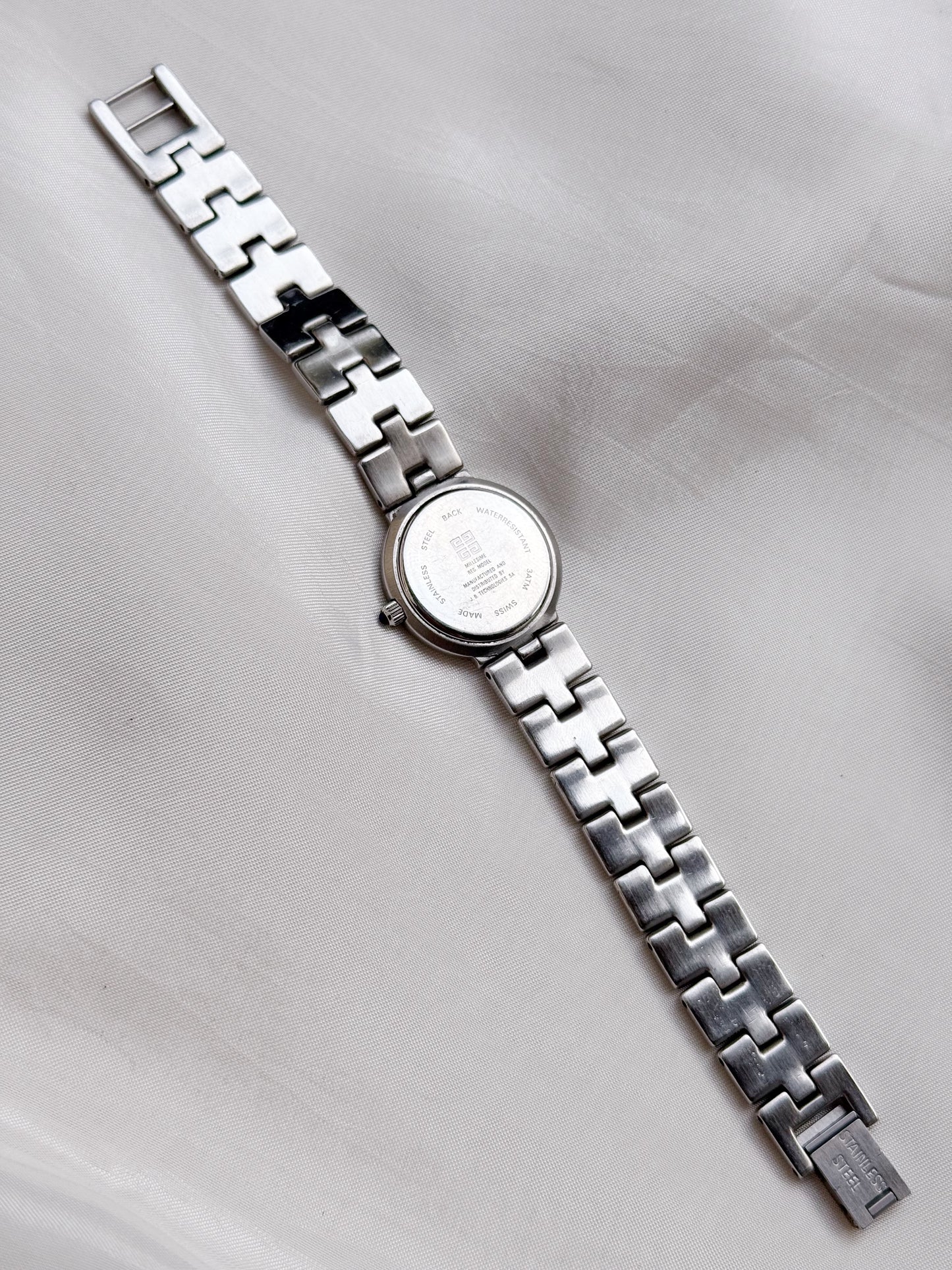 Vintage Givenchy Silver Watch with blue face