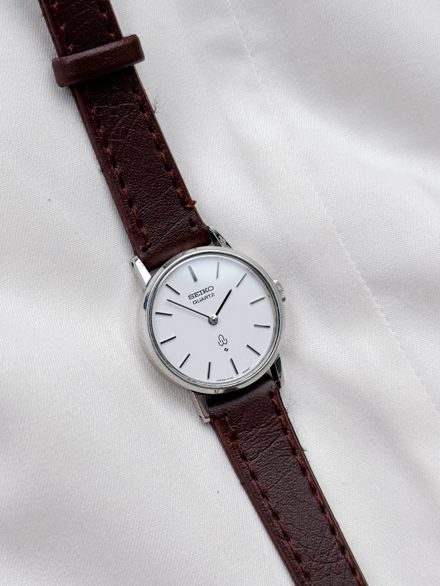 Seiko Silver leather strap watch