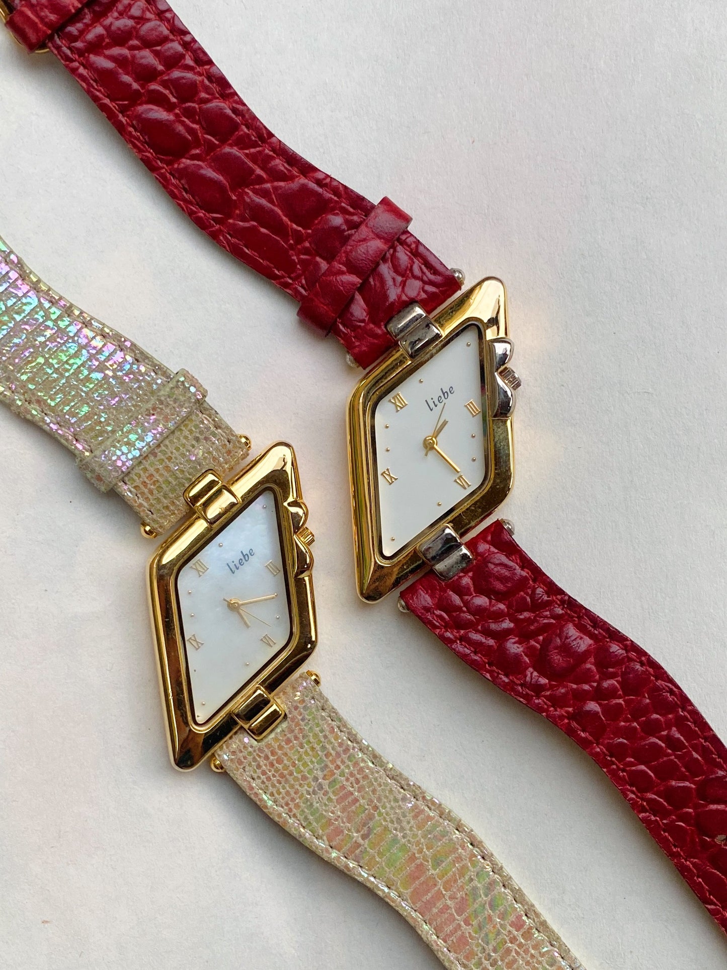 Vintage Rare Liebe Watches |  Gold Assymetrical Mother of Pearl Dial | Retro Designer Unisex Wristwatch
