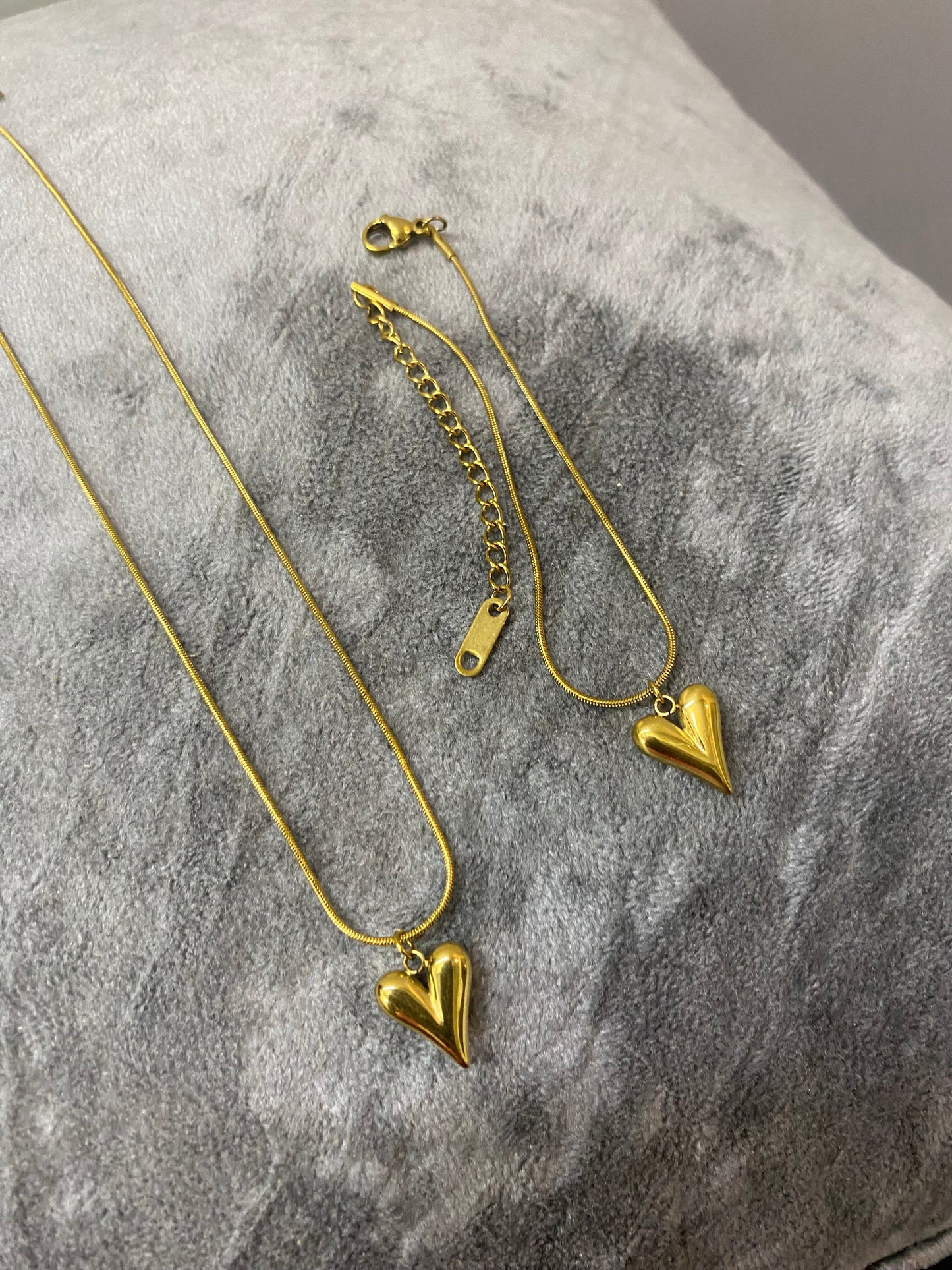 Heart necklace and bracelet