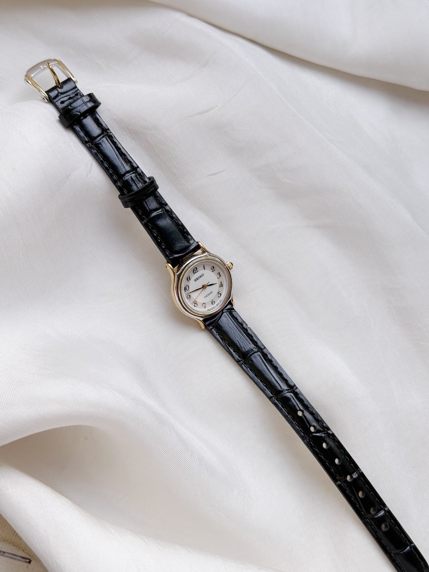 Seiko Excelline Two Tone Leather Strap Watch
