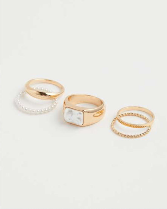 H&M pearl chunky and dainty rings
