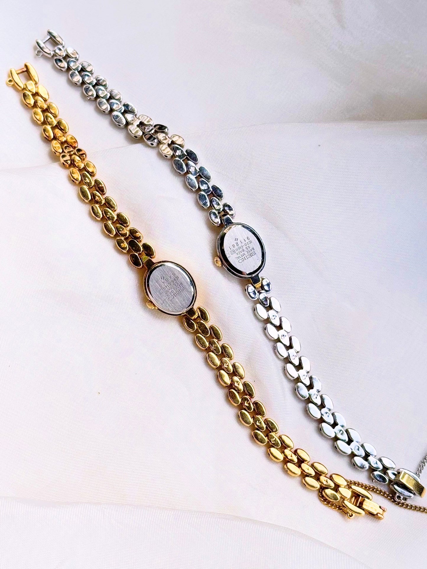 Ultra Rare Seiko Petite Dial Gold plated bracelet watch for women; Diamond accents & Rice bracelet
