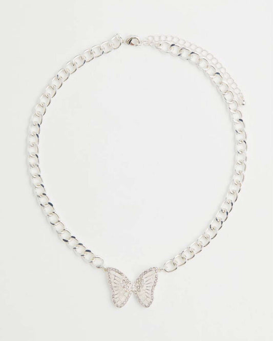 H&M Rhinestone butterfly necklace