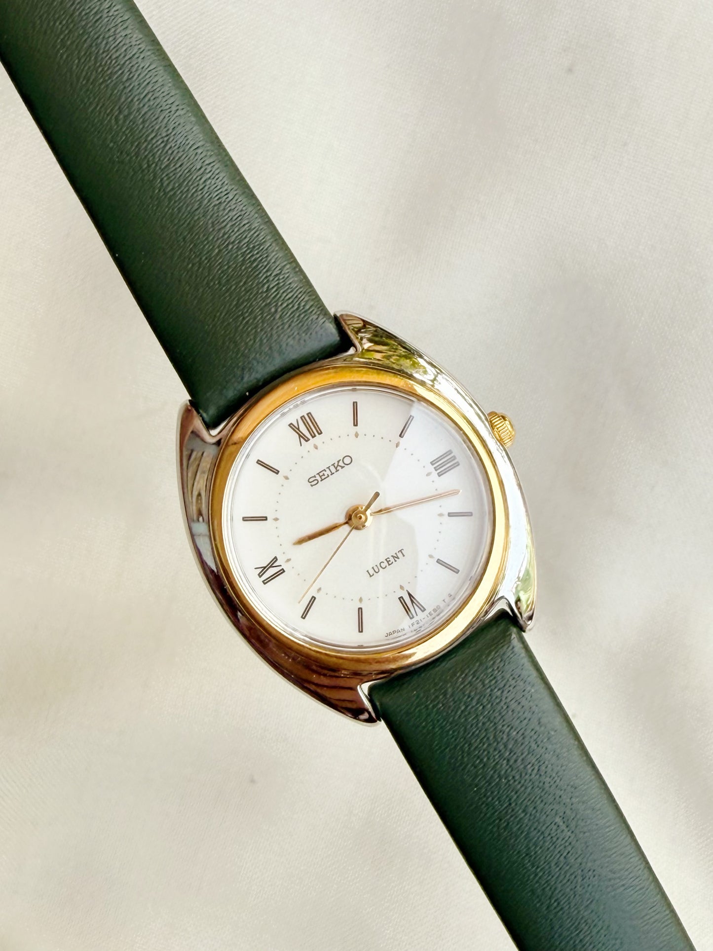 Seiko Lucent Two Tone Leather Strap Watch