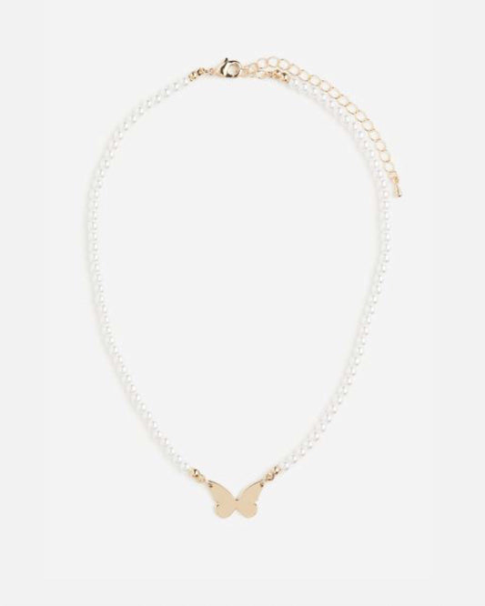 H&M butterfly pearl necklace