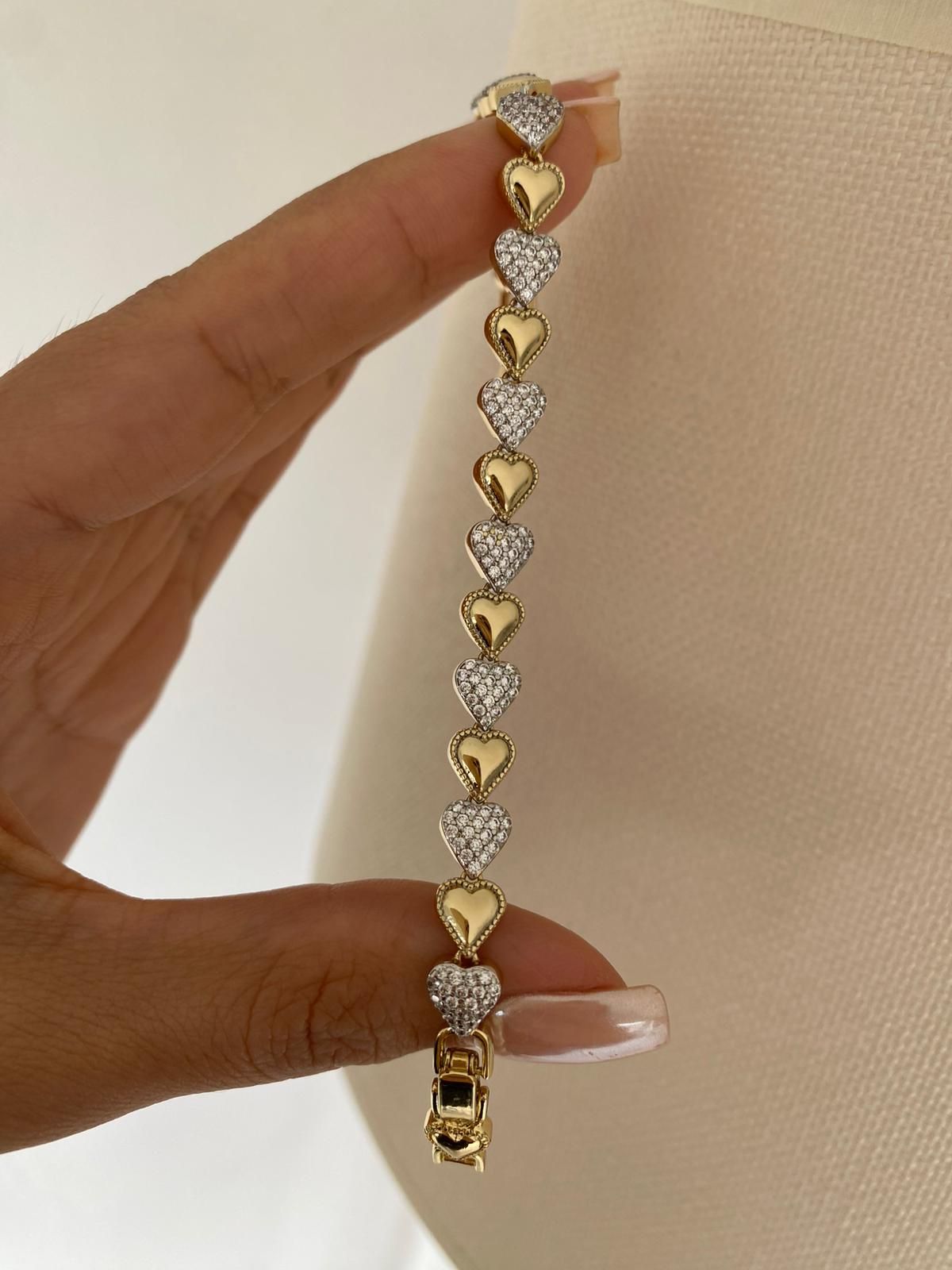 Elisa Two Tone heart Bracelet