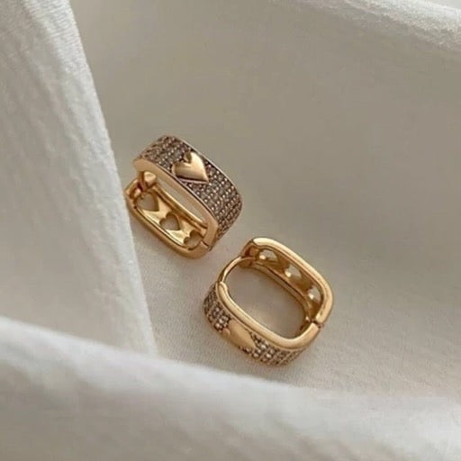 Heart in Stones Hoops