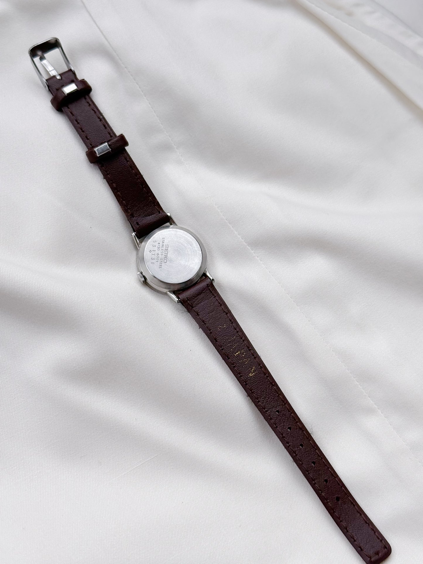 Seiko Silver leather strap watch