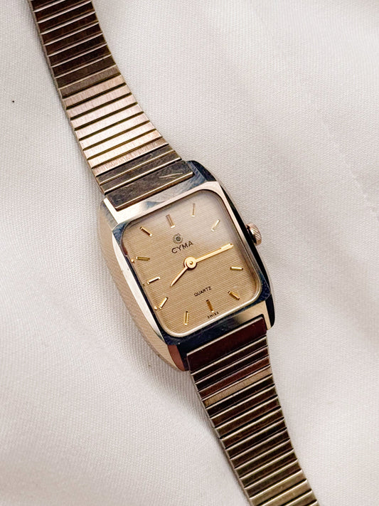 Vintage Cyma Swiss tank watch for women