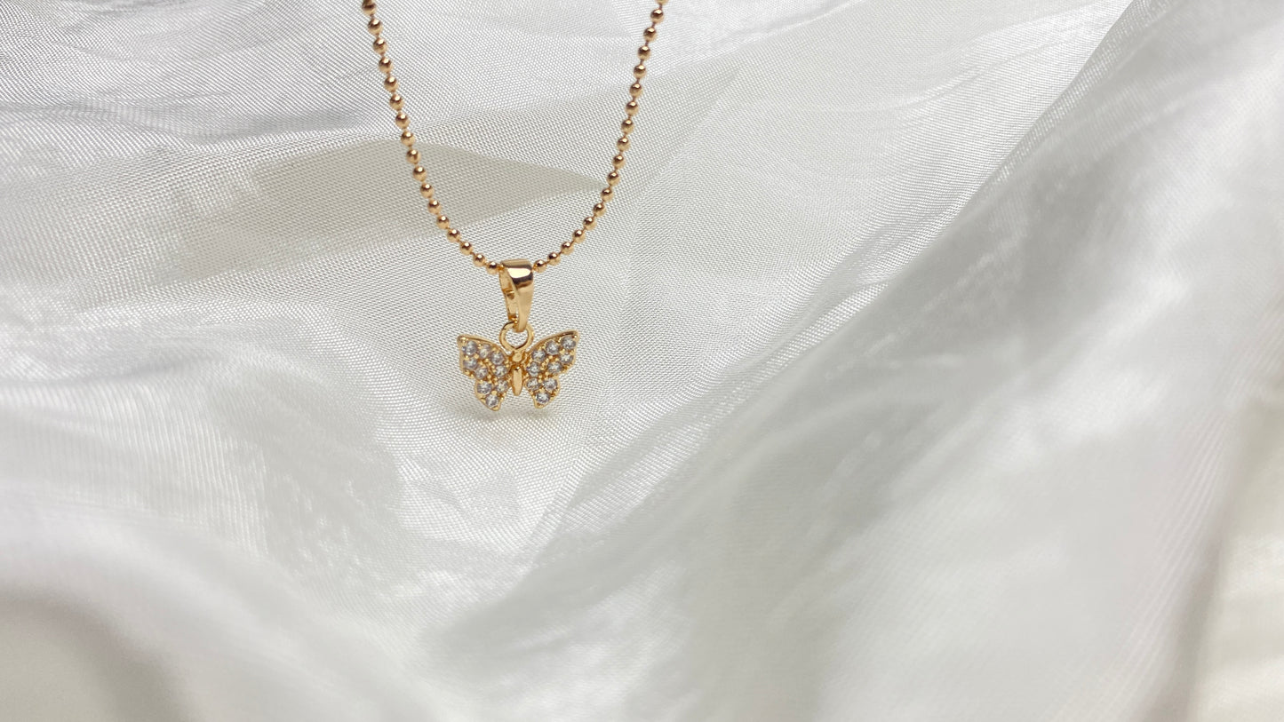 Dainty butterfly necklace gold plated