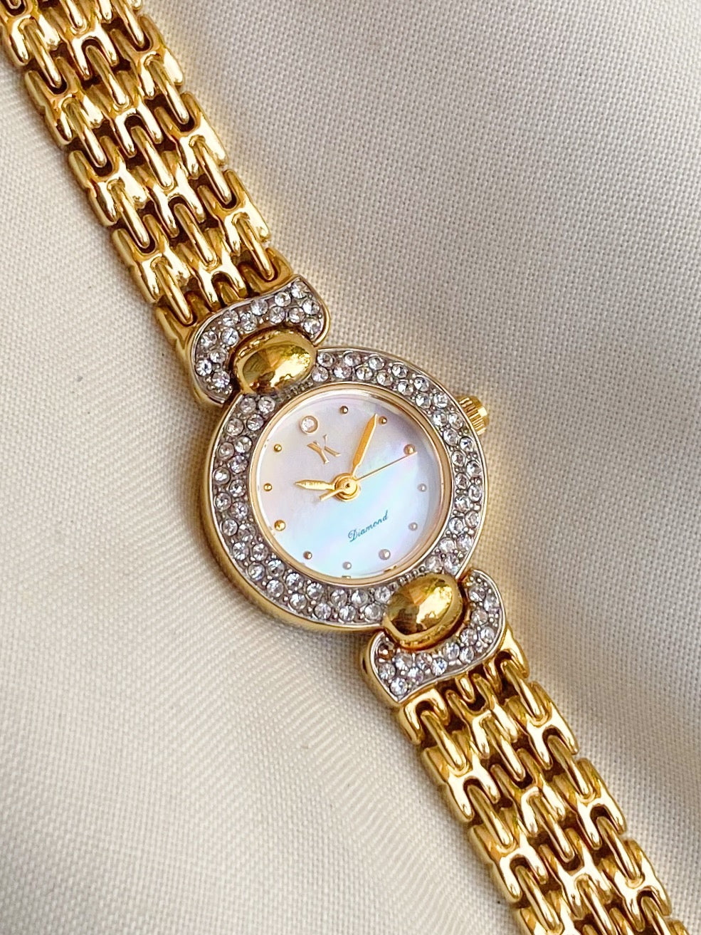 Vintage Gold plated stones watch