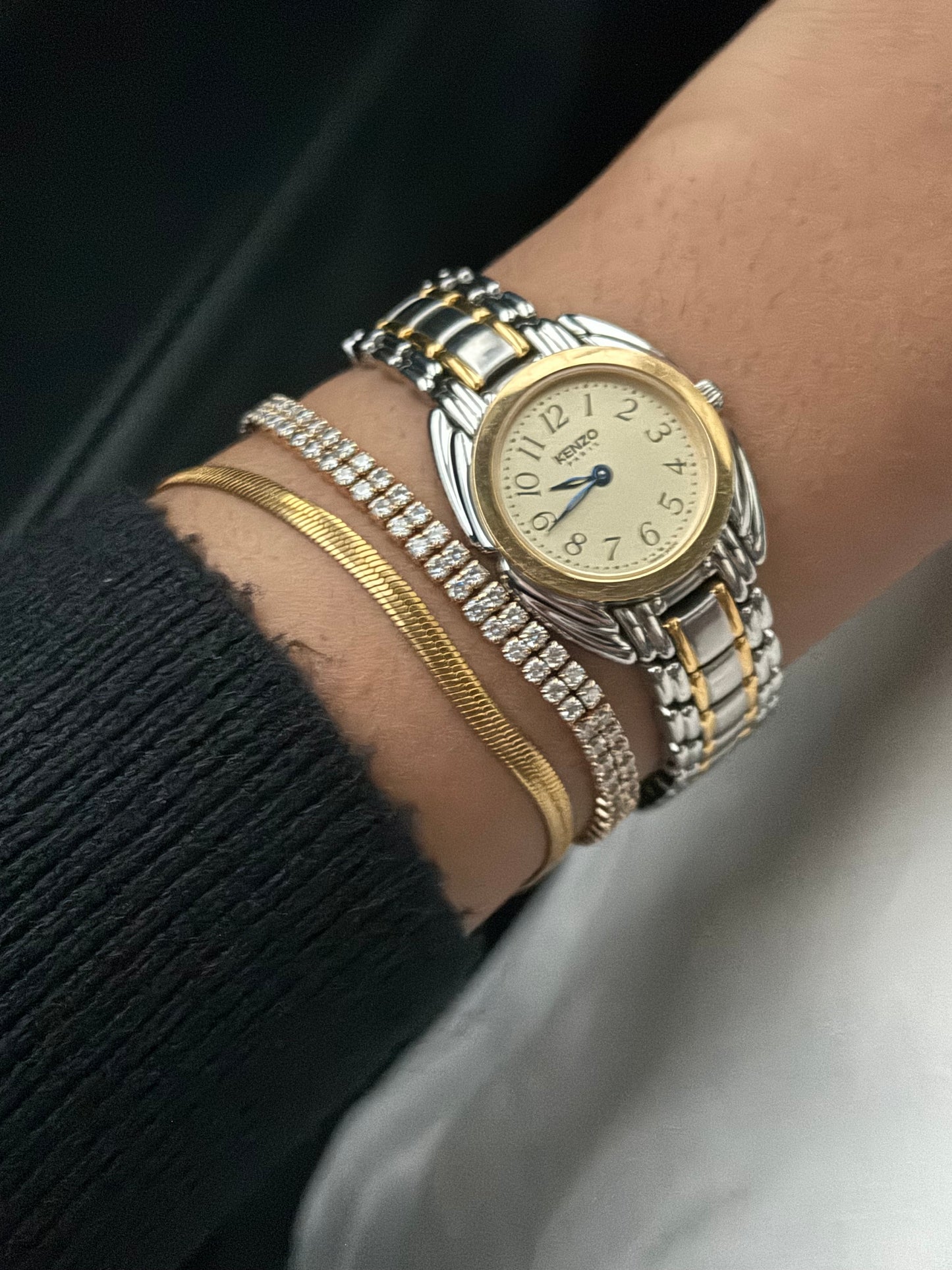 Vintage Kenzo Paris two tone watch for women