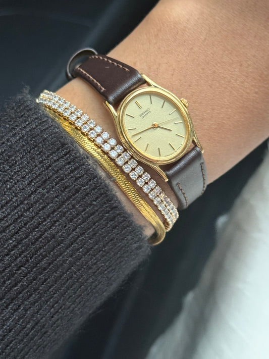 Seiko Oval dial leather strap watch