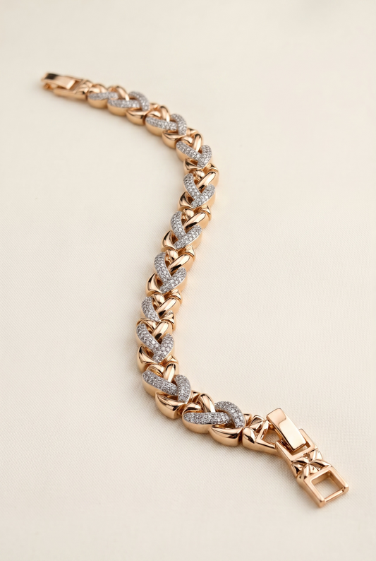 Two Tone Rhinestone Braided Bracelet