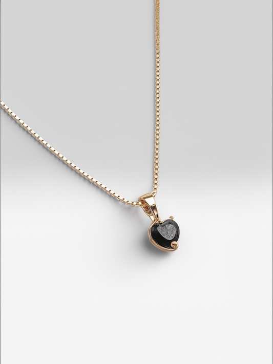 Black Stone Heart Charm Necklace