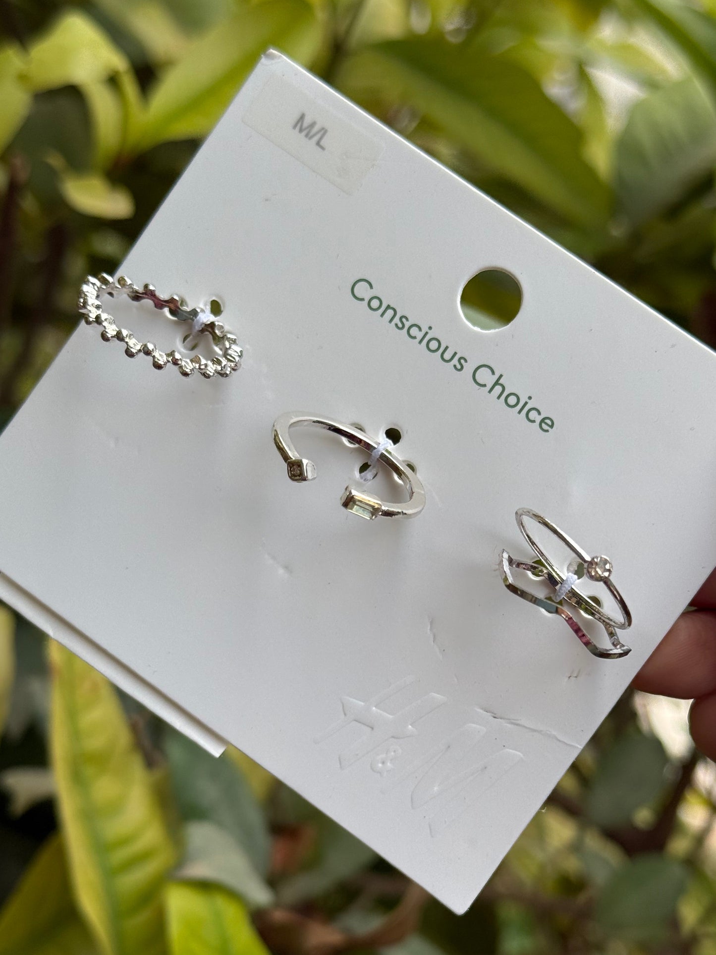 H&M Stone Silver Dainty Rings