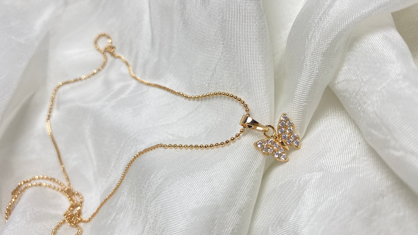 Dainty butterfly necklace gold plated