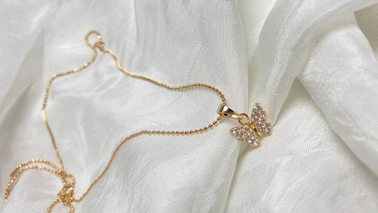Dainty butterfly necklace gold plated