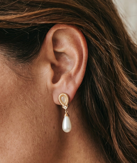 Princess pearl Drop studded earrings