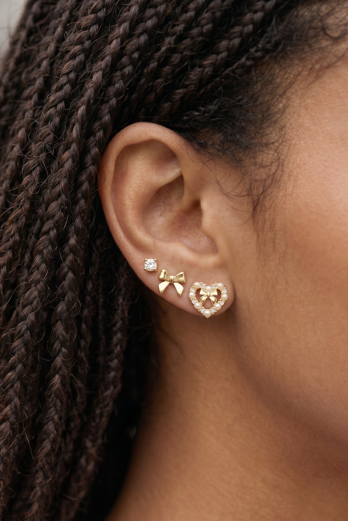 Three Pair Studs Earrings