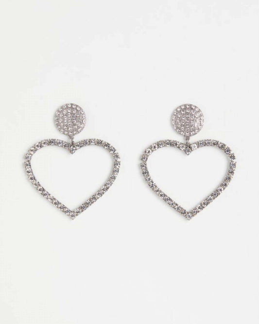 H&M Big heart rhinestone earrings