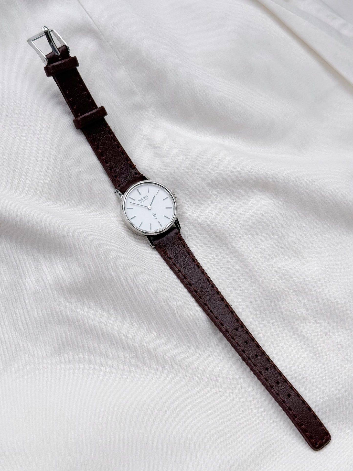 Seiko Silver leather strap watch