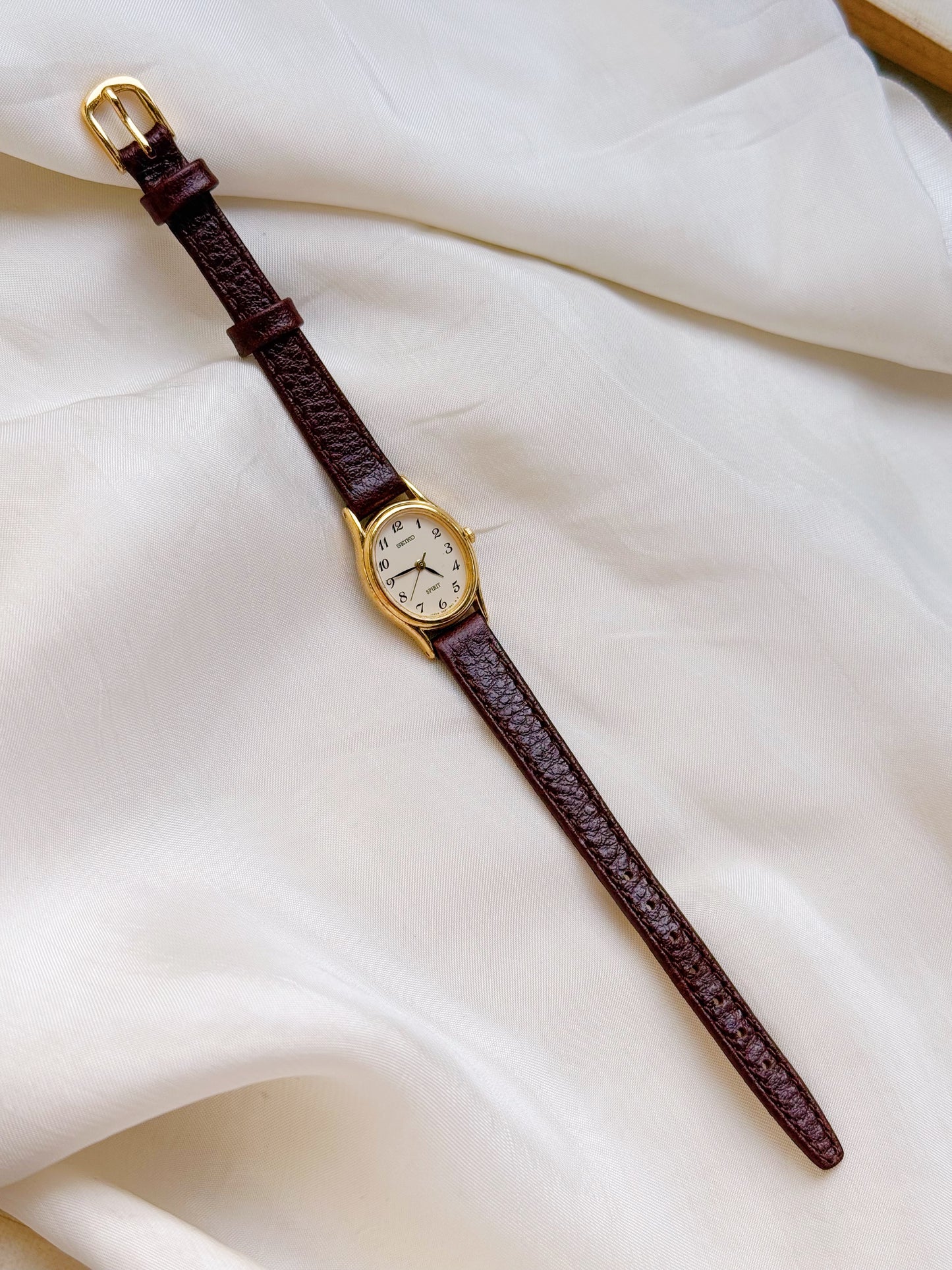 Seiko Oval Dial Leather Strap Watch