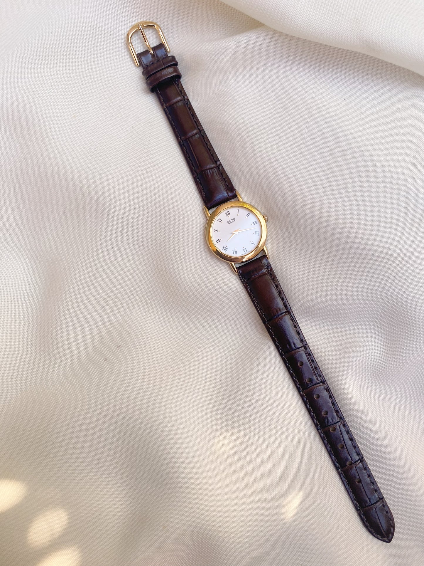 Seiko Roman Numeral Dial Leather Strap watch