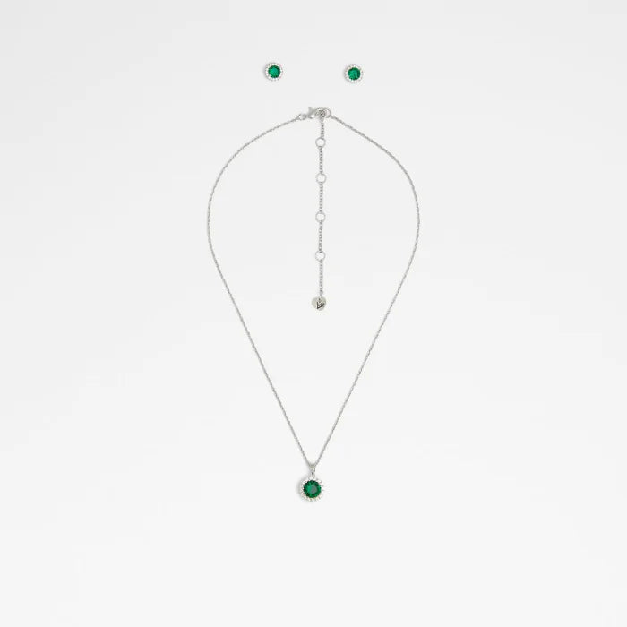 Aldo Emerald Locket and Earrings Set