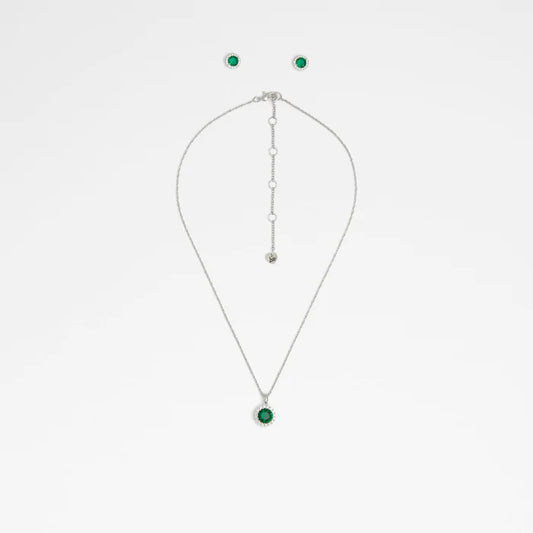 Aldo Emerald Locket and Earrings Set