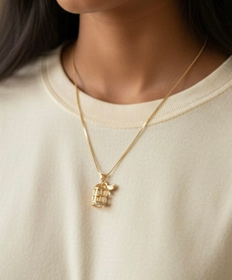 Bird Cage Pendant Necklace