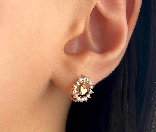 Dainty heart zirconia Earrings