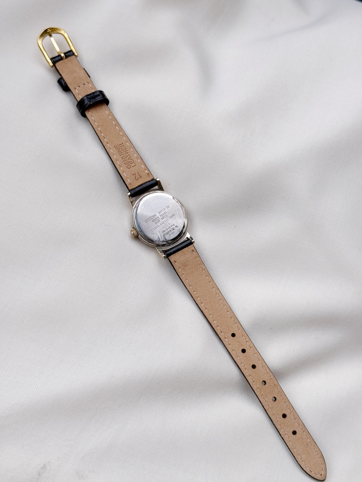 Vintage citizen free way leather strap two tone watch