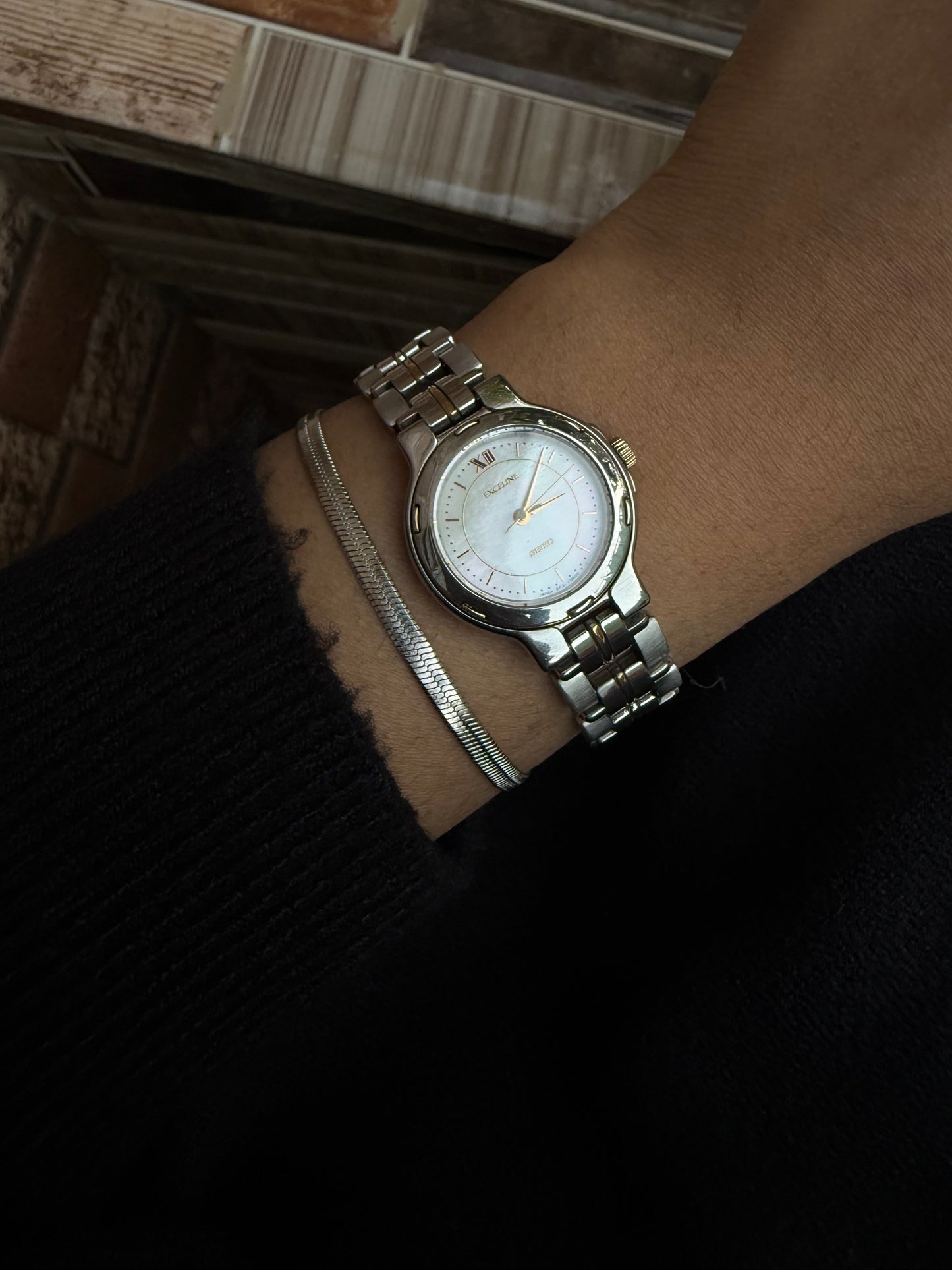 Seiko Exceline MOP Dial silver watch
